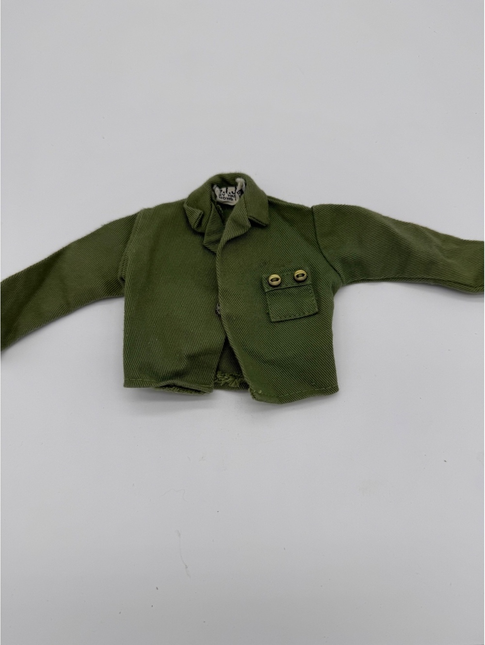 Vtg 1960s GI Joe Action Soldier Olive Green Fatigue Jacket Shirt Hasbro HongKong